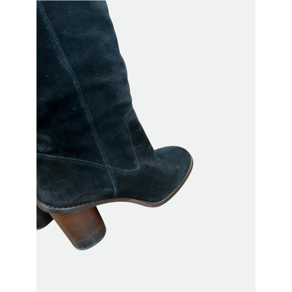 Coach Black Suede Knee High Boots Womens 9B Block Heel Tall Zip C1357 RARE‎ - Picture 7 of 13